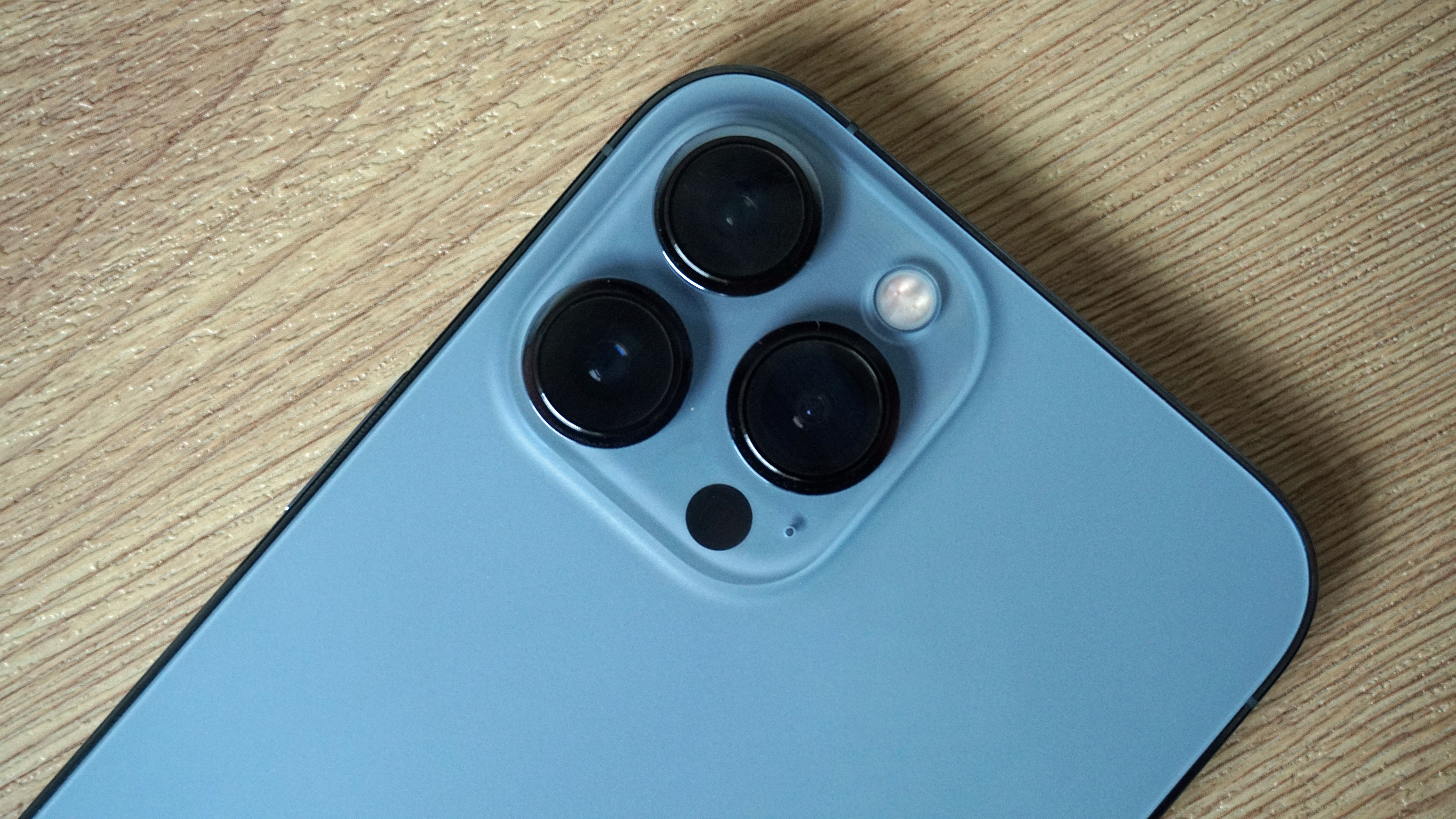 A close-up of the rear cameras on the iPhone 13 Pro Max